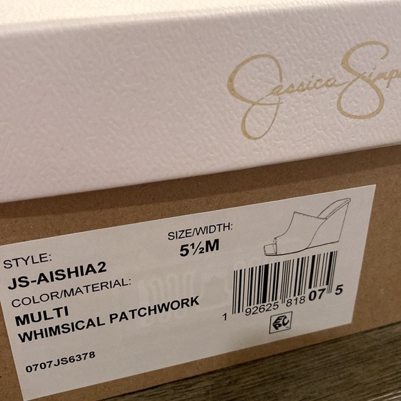 NIB [Jessica Simpson] Aisha 2 Colorful Patchwork Design Wedge Heel Women’s 5.5 - Picture 6 of 6